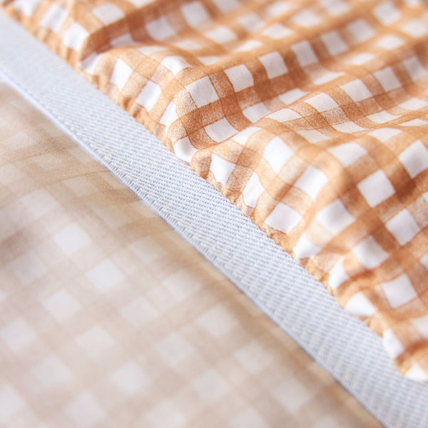 Bamboo Cotton Gingham Sheet set - Toast