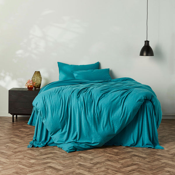 Cotton Jersey Duvet Cover - Teal