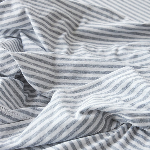 Cotton Jersey Flat Sheet - Grey Stripe