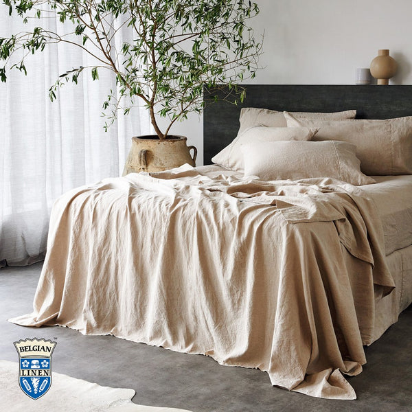 Belgian Linen Fitted Sheet - Natural