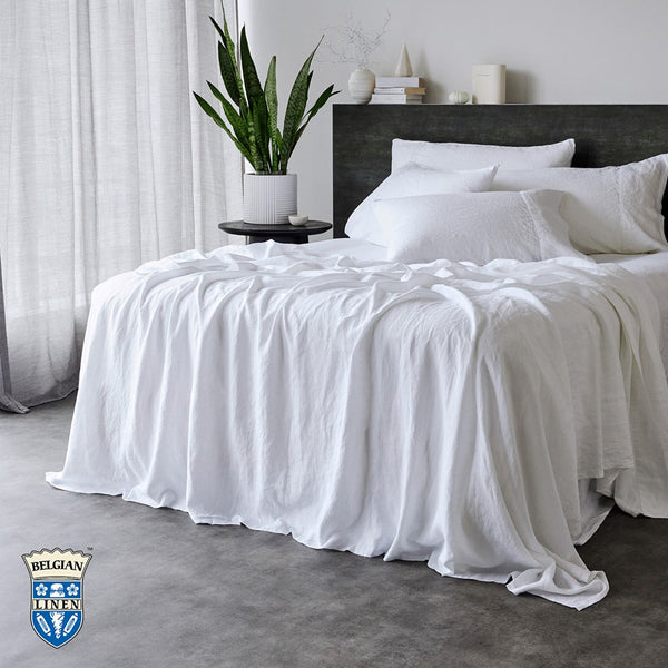 Belgian Linen Pillowcase Each - White