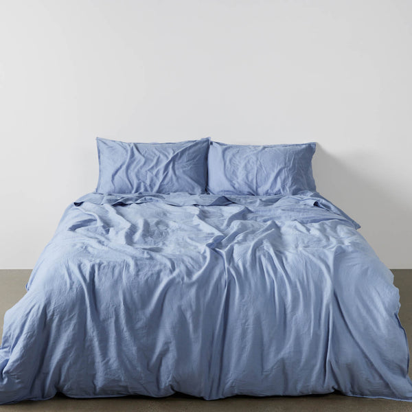 Cambric Cotton Duvet Cover Set - Denim (6604485558351)