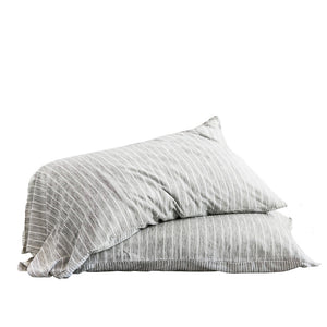 Merino Wool Jersey Pillowcase Pair - Grey Stripes (9785662032)