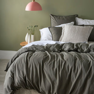 Bamboo Linen Duvet Cover Set - Dusty Olive (4772427038799)