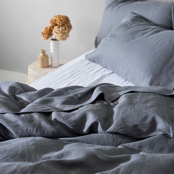 100% Linen Duvet Cover Set - Charcoal (4829191143503)