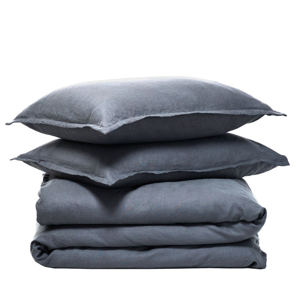 100% Linen Duvet Cover Set - Charcoal (4829191143503)