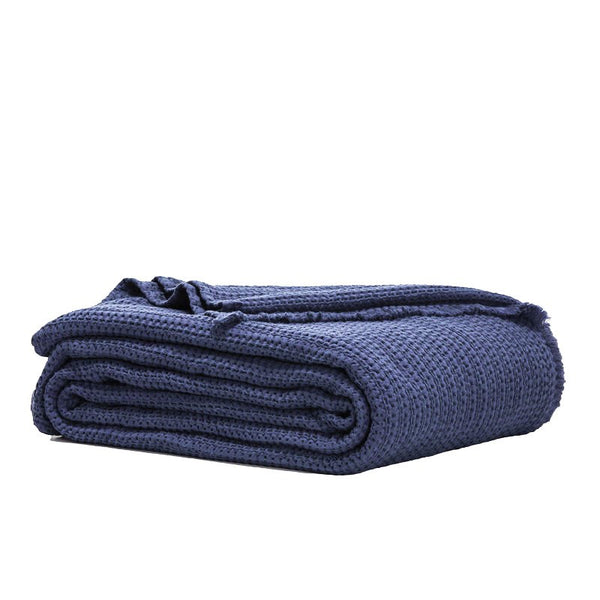 Lisboa 450Gsm Waffle Blanket - Indigo (6596413358159)