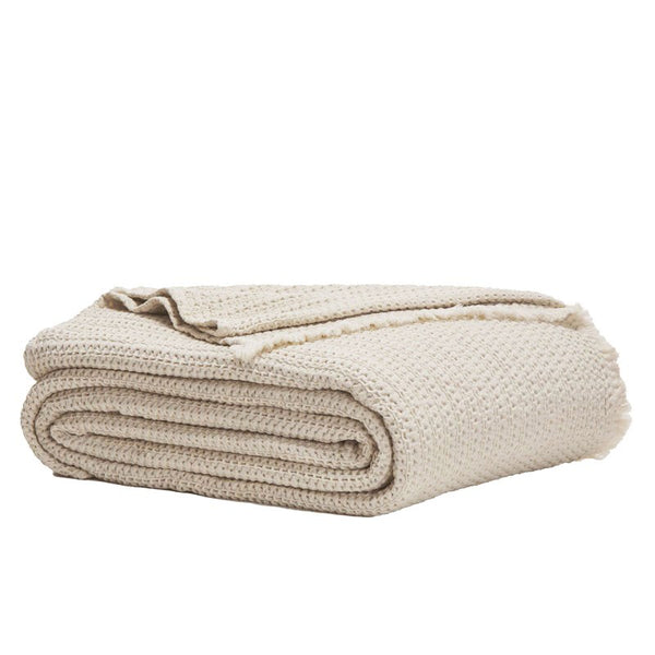 Lisboa 450Gsm Waffle Blanket - Oatmeal (6596413390927)