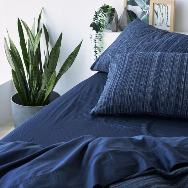 Cotton Jersey Pillowcase Pair - Navy Heather (9785662224)