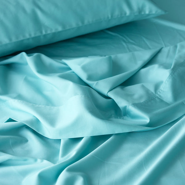 Bamboo Cotton Flat Sheet - Aqua (4871176093775)