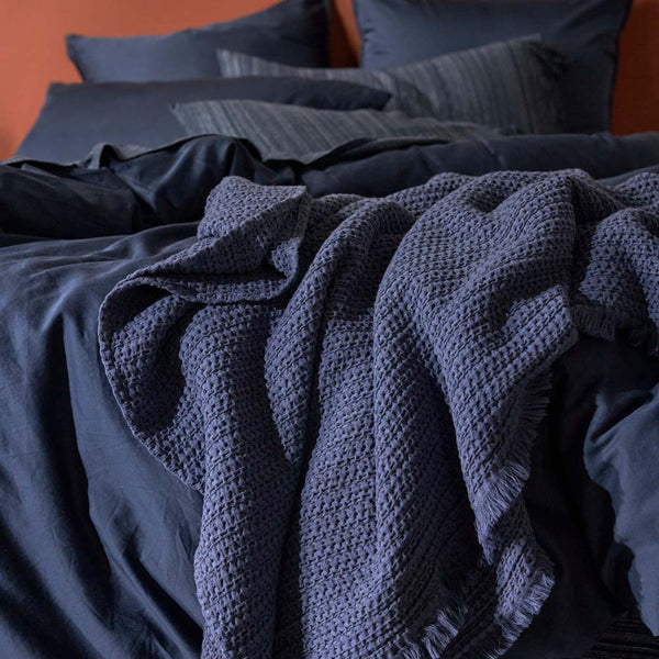 Lisboa 450Gsm Waffle Blanket - Indigo (6596413358159)