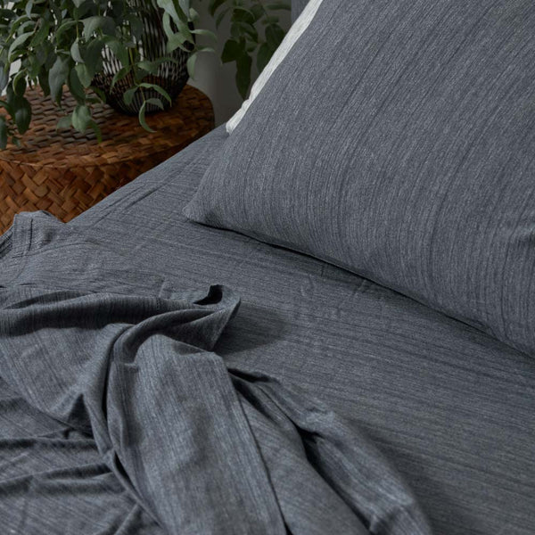 Cotton Jersey Pillowcase Pair - Charcoal Heather (9785662928)