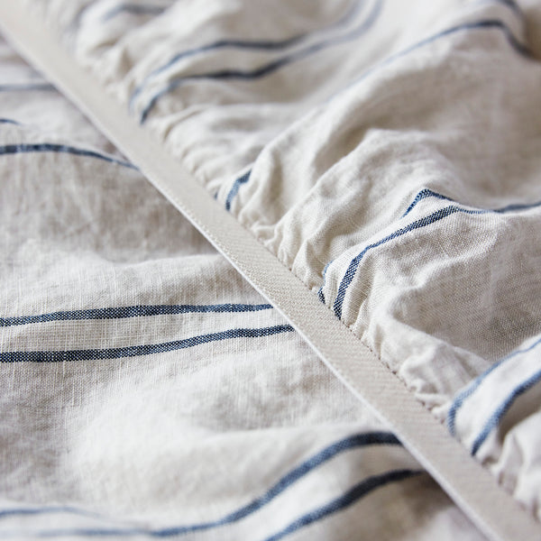 Pure Linen Fitted Sheet - Eton Stripe