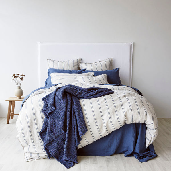 Pure Linen Duvet Cover Set - Eton Stripe