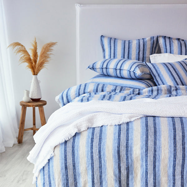 Pure Linen Duvet Cover Set - Cambridge Stripe CLEARANCE