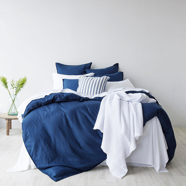 Cambric Cotton Duvet Cover Set - Navy CLEARANCE