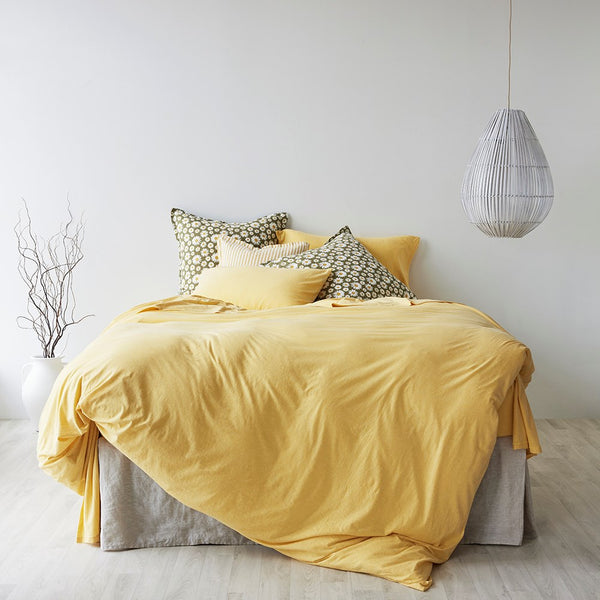 Cotton Jersey Duvet Cover - Lemon CLEARANCE