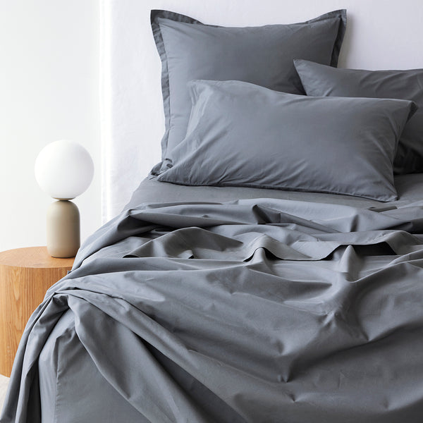 Fresh Cotton Percale Sheet Set - Steel