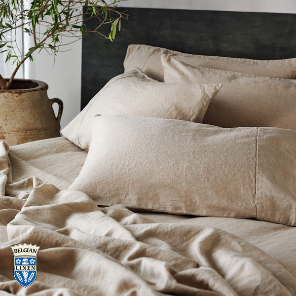 Belgian Linen Pillowcase Each - Natural