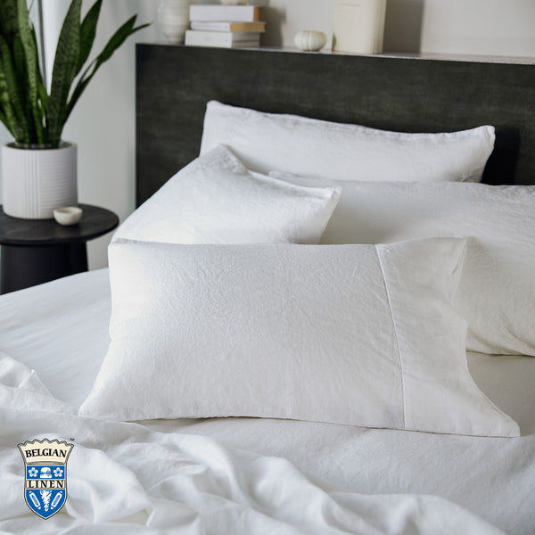 Belgian Linen Pillowcase Each - White