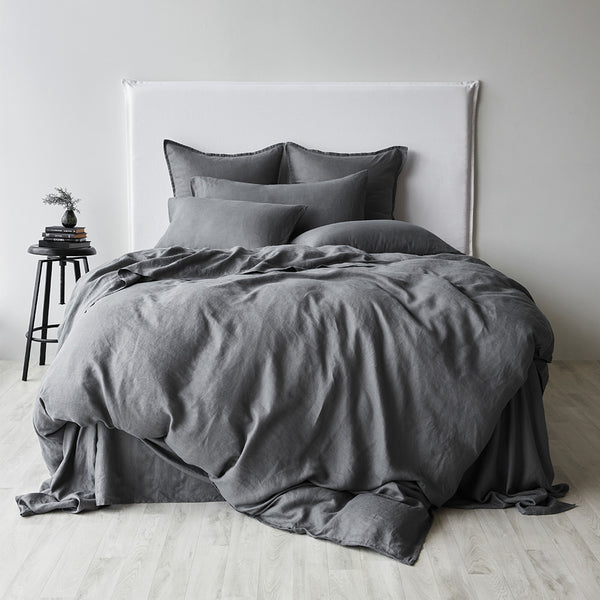 Pure Linen Duvet Cover Set - Charcoal