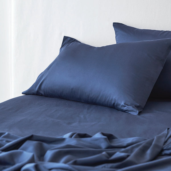 Bamboo Cotton Pillowcase Pair - Navy