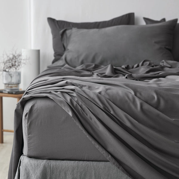 Bamboo Cotton Pillowcase Pair - Charcoal CLEARANCE