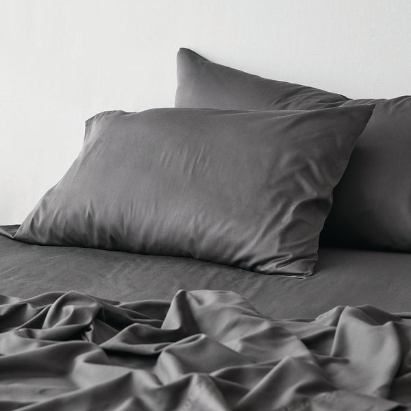 Bamboo Cotton Pillowcase Pair - Charcoal CLEARANCE