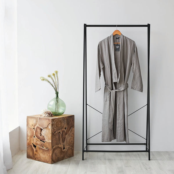 Pure Linen Bathrobe - Stripe