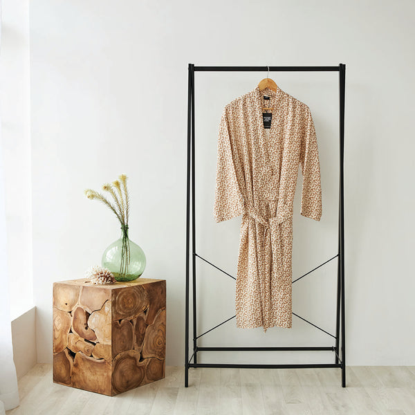 Pure Linen Forget-Me-Not Bathrobe - Rust