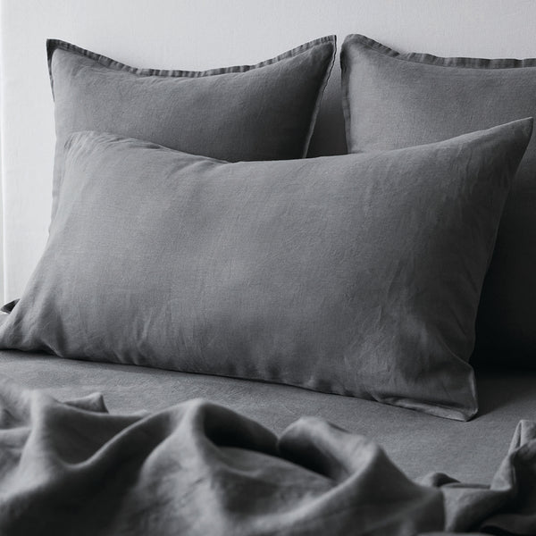 Pure Linen European Pillowcase - Charcoal