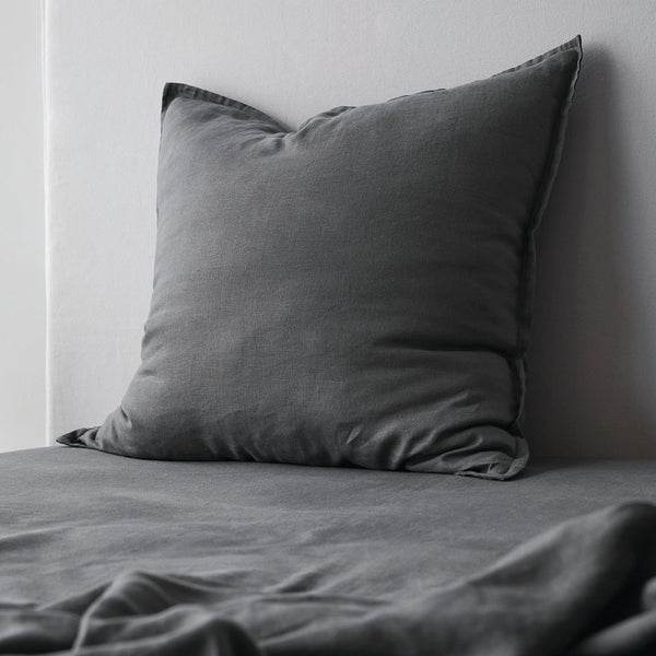 Pure Linen European Pillowcase - Charcoal