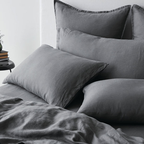 Pure Linen European Pillowcase - Charcoal