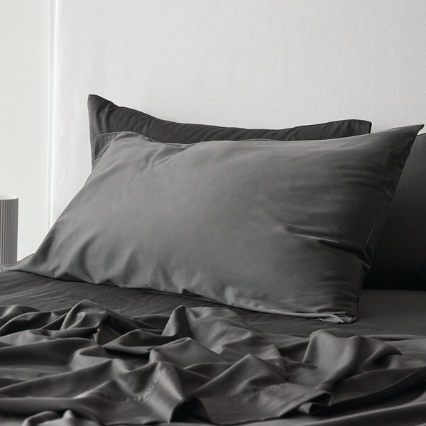 Bamboo Cotton Pillowcase Pair - Charcoal CLEARANCE